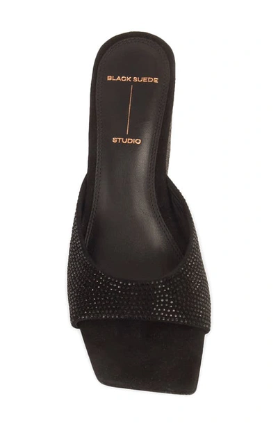 Black Suede Studio Paloma Crystal Wedge Sandal In Black Suede