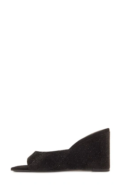 Shop Black Suede Studio Paloma Crystal Wedge Sandal In Black Suede