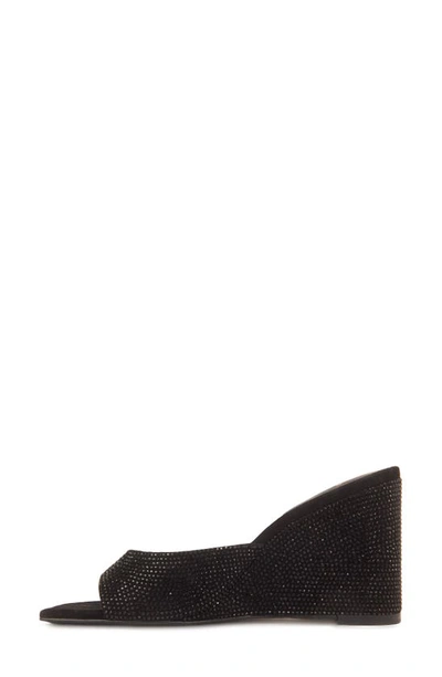 Black Suede Studio Paloma Crystal Wedge Sandal In Black Suede