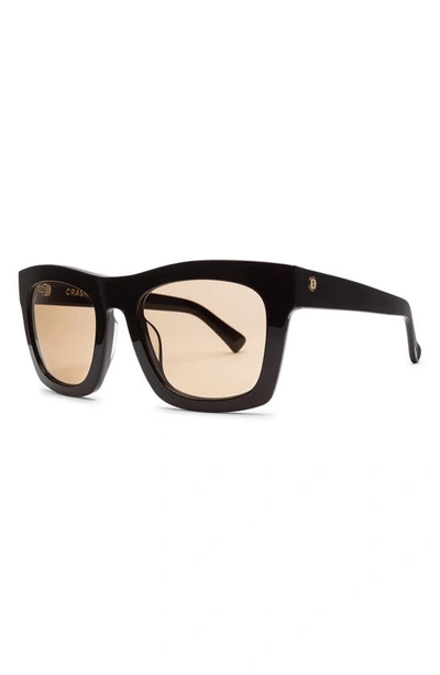 Shop Electric 'crasher' 53mm Retro Sunglasses In Gloss Black/ Amber