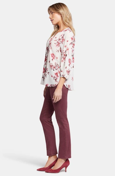 Shop Nydj High-low Crepe Blouse In Harmony Garden