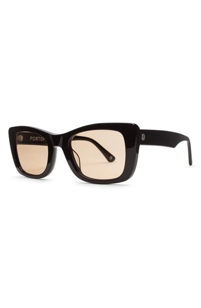 Shop Electric Portofino 52mm Gradient Rectangular Sunglasses In Gloss Black/ Amber