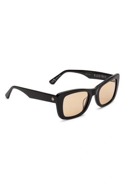 Shop Electric Portofino 52mm Gradient Rectangular Sunglasses In Gloss Black/ Amber