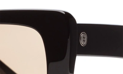 Shop Electric Portofino 52mm Gradient Rectangular Sunglasses In Gloss Black/ Amber