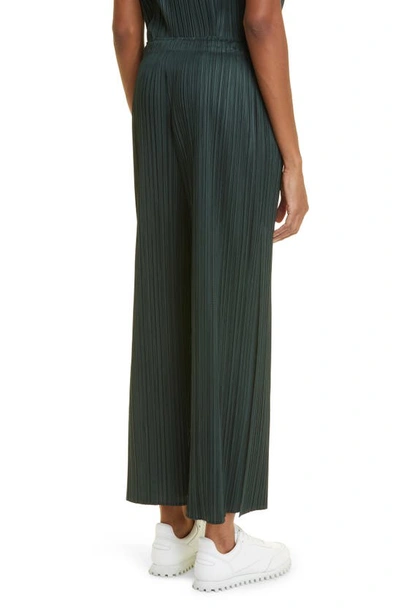 Shop Issey Miyake Monthly Colors July Pleated Crop Wide Leg Pants In Dark Green