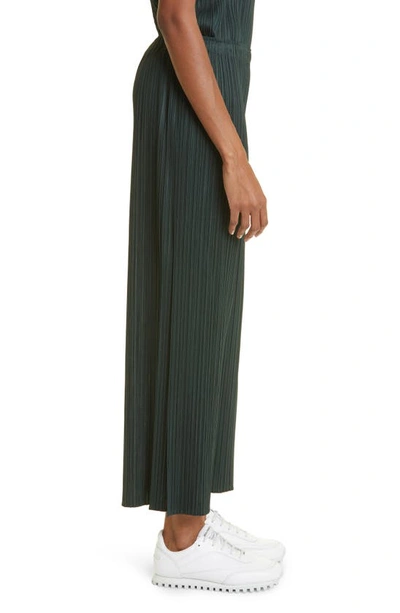 Shop Issey Miyake Monthly Colors July Pleated Crop Wide Leg Pants In Dark Green
