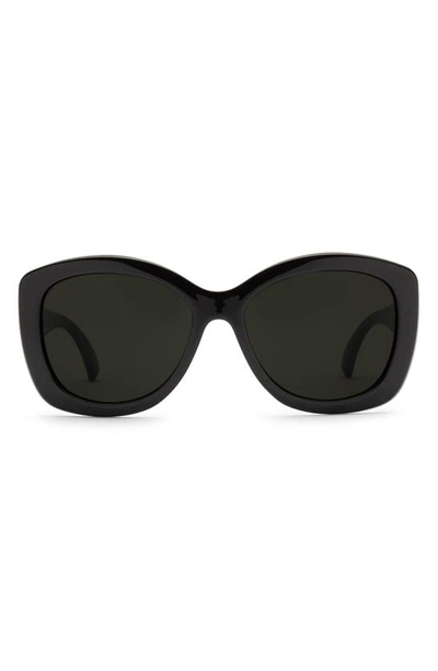 Shop Electric Gaviota Polarized Square Sunglasses In Gloss Black/ Grey Polar