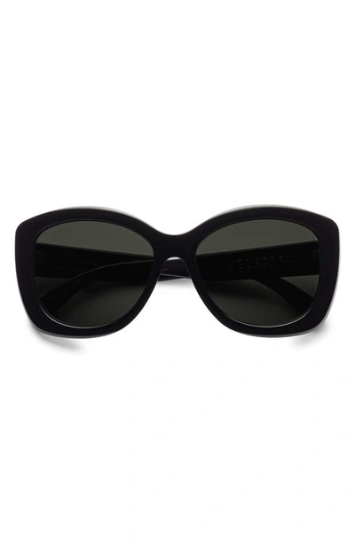 Shop Electric Gaviota Polarized Square Sunglasses In Gloss Black/ Grey Polar