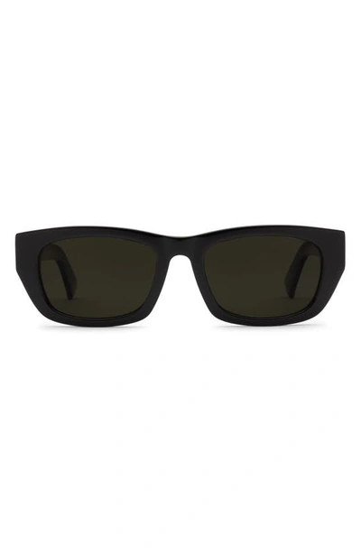 Shop Electric Catania 52mm Polarized Rectangular Sunglasses In Gloss Black/ Grey Polar