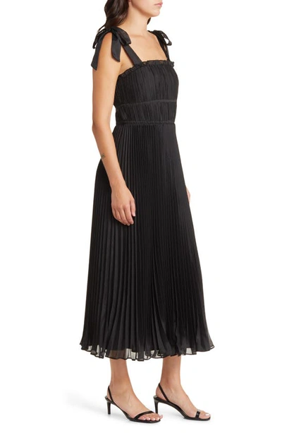 Shop Adelyn Rae Bianca Pleated Organza Midi Dress In Black