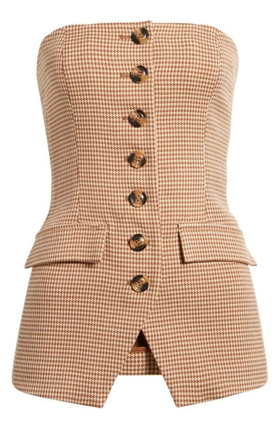 Shop Favorite Daughter The Phoebe Bustier Top In Toffee Houndstooth