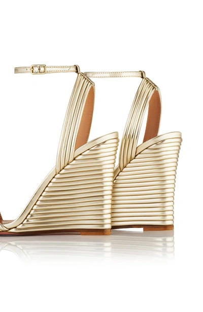 Shop Aquazzura Wow Metallic Wedge Sandal In Light Gold