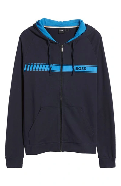 Shop Hugo Boss Authentic Cotton Hooded Jacket In Dark Blue