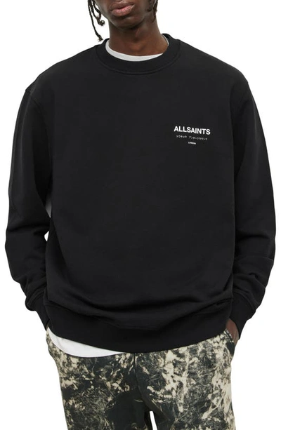 Shop Allsaints Underground Logo Organic Cotton Graphic Sweatshirt In Jet Black