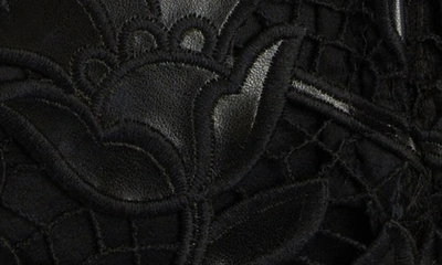 Shop Dolce & Gabbana Faux Leather Floral Macramé Lace Dress In Black