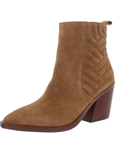 Shop Vince Camuto Brasenta Womens Suede Quilted Ankle Boots In Brown