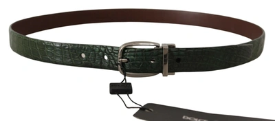 Shop Dolce & Gabbana Elegant Italian Leather Crocodile Men's Belt In Green