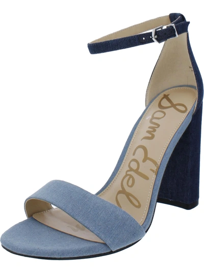 Shop Sam Edelman Yaro Womens Block Heel Evening Sandals In Blue