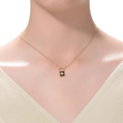 Stella Valentino Sterling Silver 14k Yellow Gold Plated With 0.60ctw Lab Created Moissanite Padlock Pendant Necklace