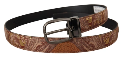Dolce & Gabbana Multicolor Embossed Leather Black Metal Buckle Belt In Multicolor