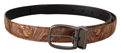 Dolce & Gabbana Multicolor Embossed Leather Black Metal Buckle Belt In Multicolor