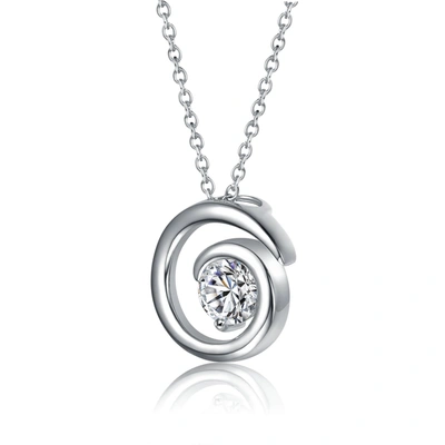 Stella Valentino Sterling Silver With 1ct Lab Created Moissanite Open Eternity Circle Swirl Pendant Necklace