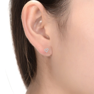 Stella Valentino Sterling Silver With 1ctw Lab Created Moissanite French Pave Heart Halo Stud Earrings In Silver
