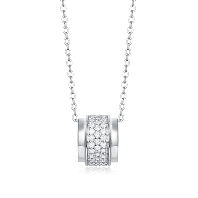 Shop Stella Valentino Sterling Silver With .7 Ctw. Lab Created Moissanite Triple Row Circular Eternity Pendant Necklace