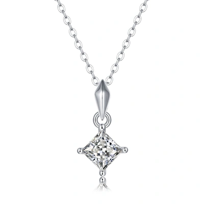Shop Stella Valentino Sterling Silver With 1ctw Lab Created Moissanite Princess Solitaire Pendant Necklace