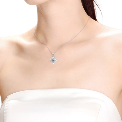 Stella Valentino Sterling Silver With 2ct Round Lab Created Moissanite Solitaire 4-pointed Orbital Star Pendant Neckl
