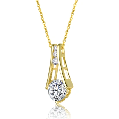 Stella Valentino Sterling Silver 14k Yellow Gold Plated With 1.50ctw Lab Created Moissanite Trapeze Necklace