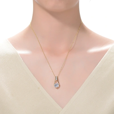 Stella Valentino Sterling Silver 14k Yellow Gold Plated With 1.50ctw Lab Created Moissanite Trapeze Necklace