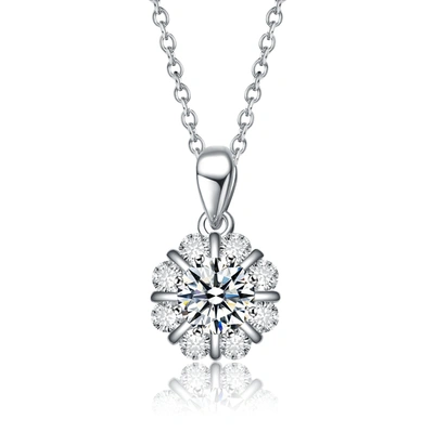 Shop Stella Valentino Sterling Silver With 1.25ctw Lab Created Flower Pinwheel Pendant Necklace