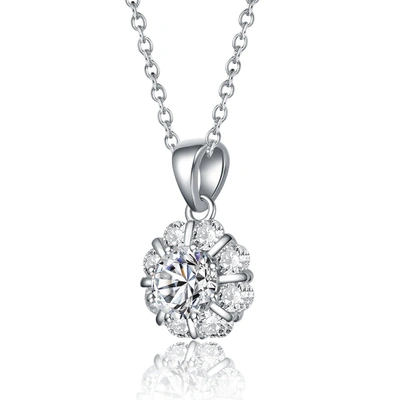 Stella Valentino Sterling Silver With 1.25ctw Lab Created Flower Pinwheel Pendant Necklace