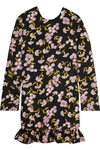 MARNI Ruffled floral-print cotton and silk-blend mini dress