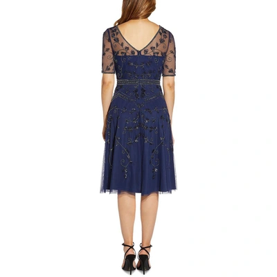 Shop Adrianna Papell Womens Embellished Midi Cocktail And Party Dress In Blue