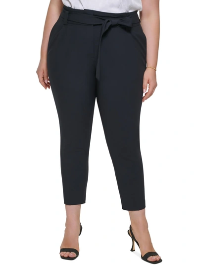 Shop Calvin Klein Plus Womens Pleated Lined Straight Leg Pants In Black