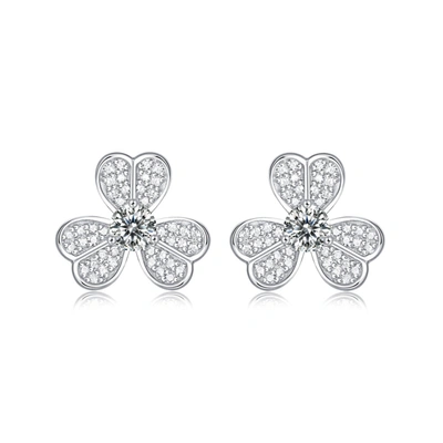 Shop Stella Valentino Sv Sterling Silver With 0.25ctw Lab Created Moissanite Blooming Flower Petal Stud Earrings