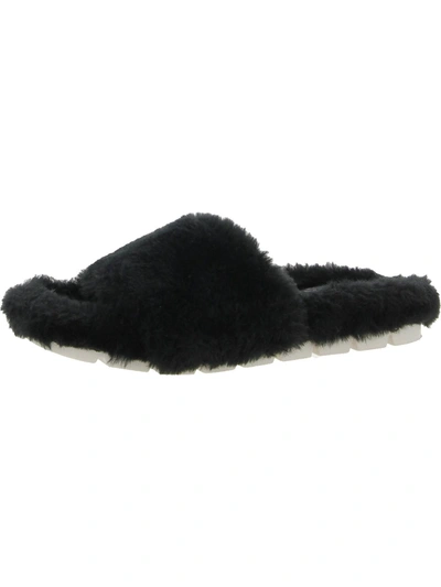 Shop Urban Sport Womens Faux Fur Flat Slide Slippers In Black
