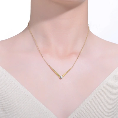 Shop Stella Valentino Sterling Silver 14k Yellow Gold Plated With 0.40ctw Lab Created Moissanite Layering Necklace
