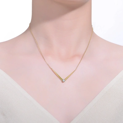 Stella Valentino Sterling Silver 14k Yellow Gold Plated With 0.40ctw Lab Created Moissanite Layering Necklace