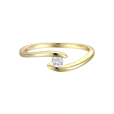 Shop Stella Valentino Sterling Silver 14k Yellow Gold Plated With 0.10ctw Lab Created Moissanite Ring
