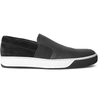 Lanvin Grained-leather And Suede Slip-on Sneakers In Black