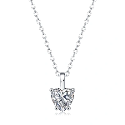 Shop Stella Valentino Sterling Silver With 1ct Lab Created Moissanite Heart Solitaire Pendant Necklace