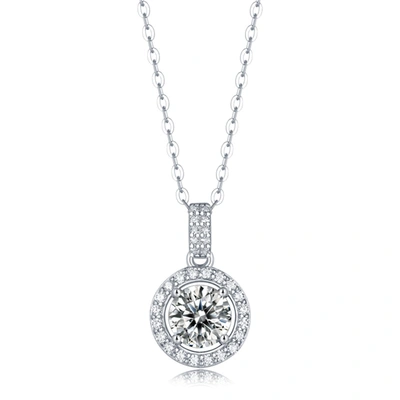 Shop Stella Valentino Sterling Silver With 1ctw Lab Created Moissanite Halo Cluster Drop Pendant Necklace