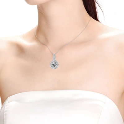 Shop Stella Valentino Sterling Silver With 1ctw Lab Created Moissanite Halo Cluster Drop Pendant Necklace