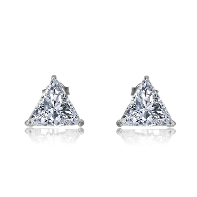 Shop Stella Valentino Sterling Silver With 4ctw Lab Created Trillion Triangle Modern Stud Earrings