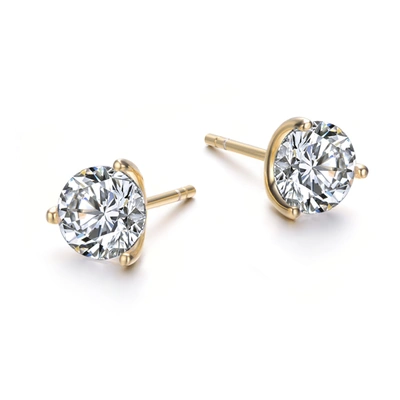Shop Stella Valentino Sterling Silver 14k Yellow Gold Plated With 2.40ctw Lab Created Moissanite Earrings