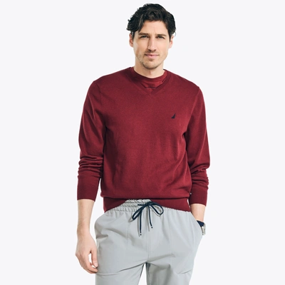 Shop Nautica Mens Big & Tall Navtech V-neck Sweater In Red