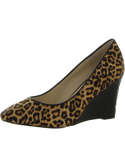 Shop Cole Haan Marit Womens Calf Hair Leopard Print Wedge Heels In Brown